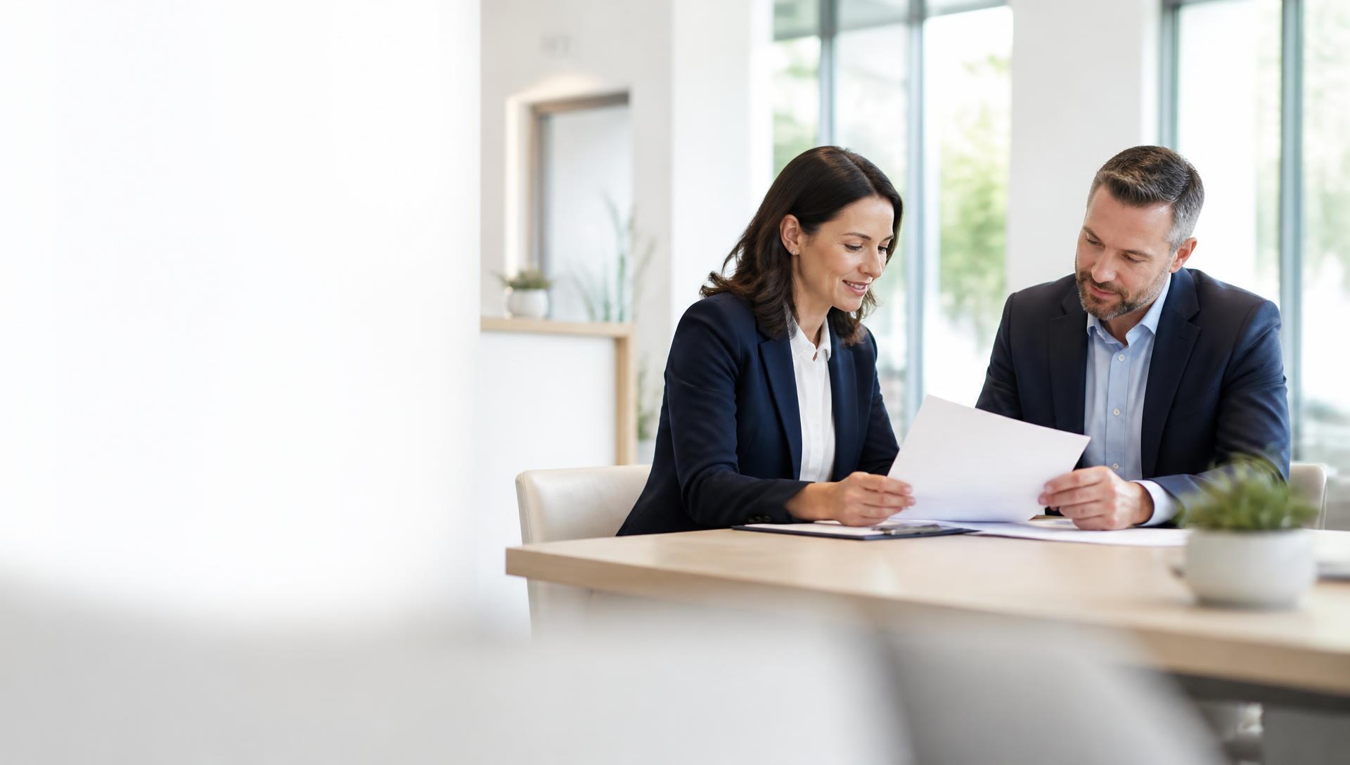 Practice administrator reviewing provider credentialing paperwork