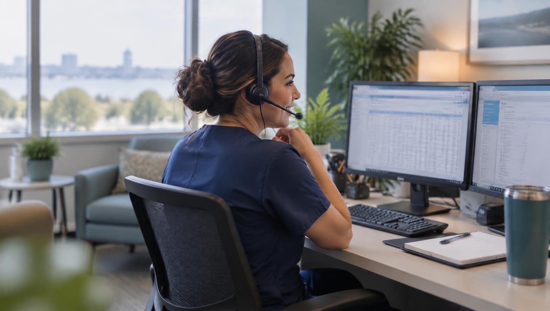 MBS revenue cycle specialist working with a client on a call